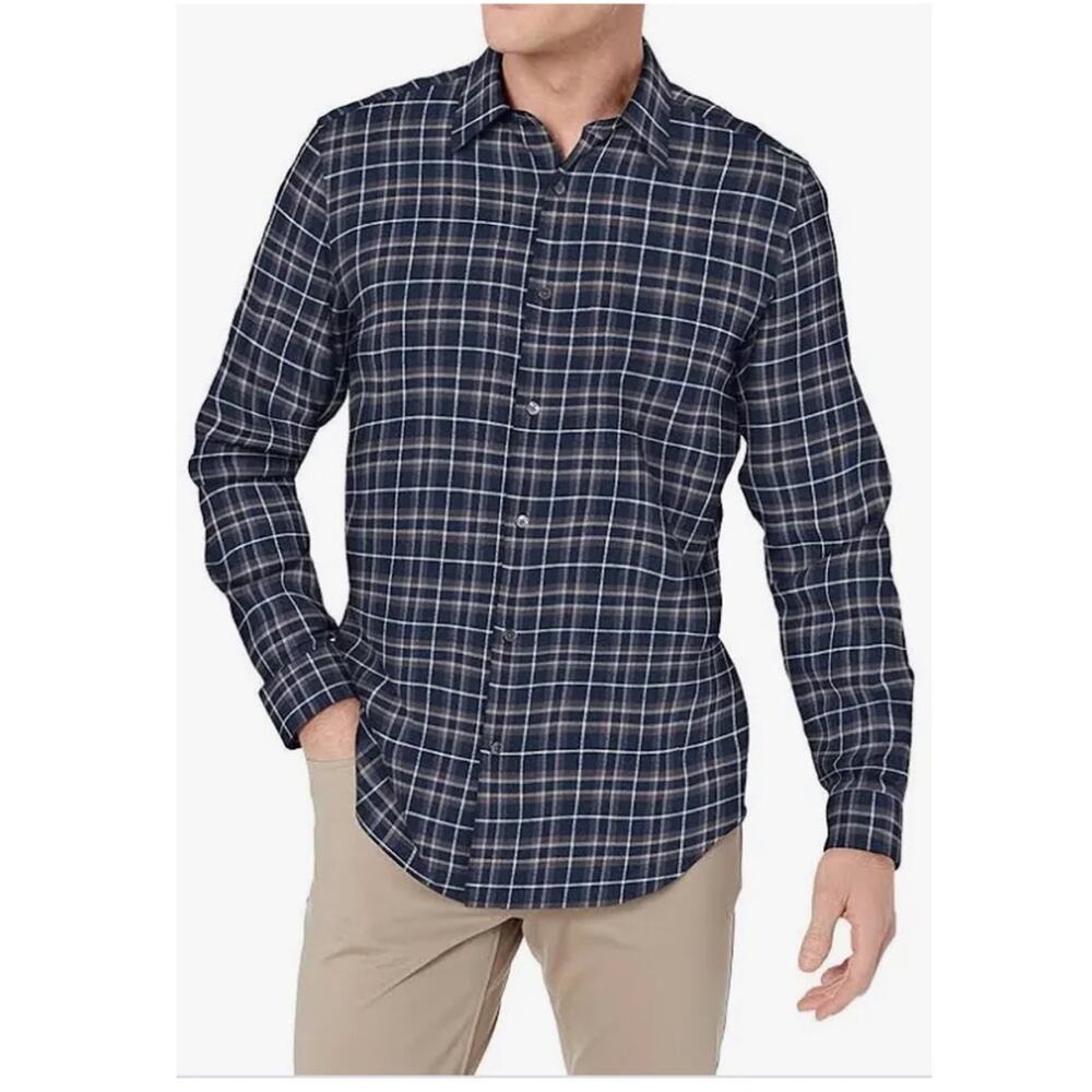 Theory Men Blue/Purple Plaid Pattern Button Down Shirt LS Size XL
